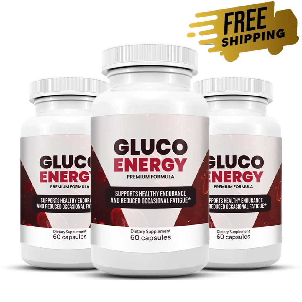 Three bottles of Gluco Energy blood sugar support capsules